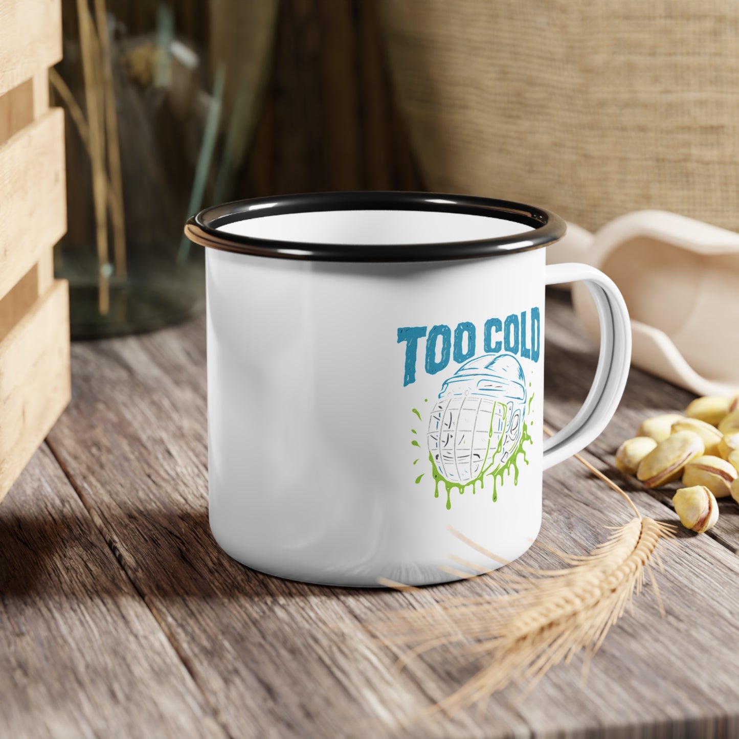 TOO COLD ENAMEL MUG.