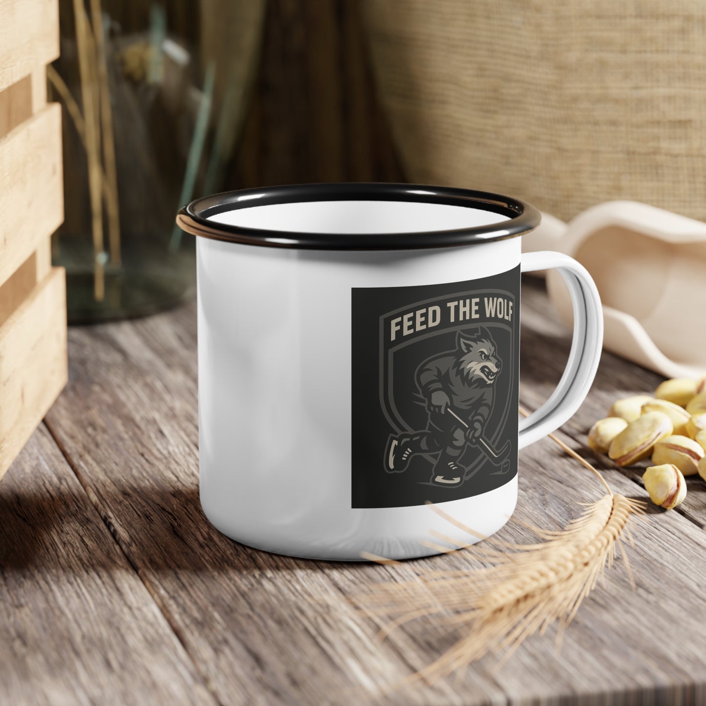 FEED THE WOLF ENAMEL MUG