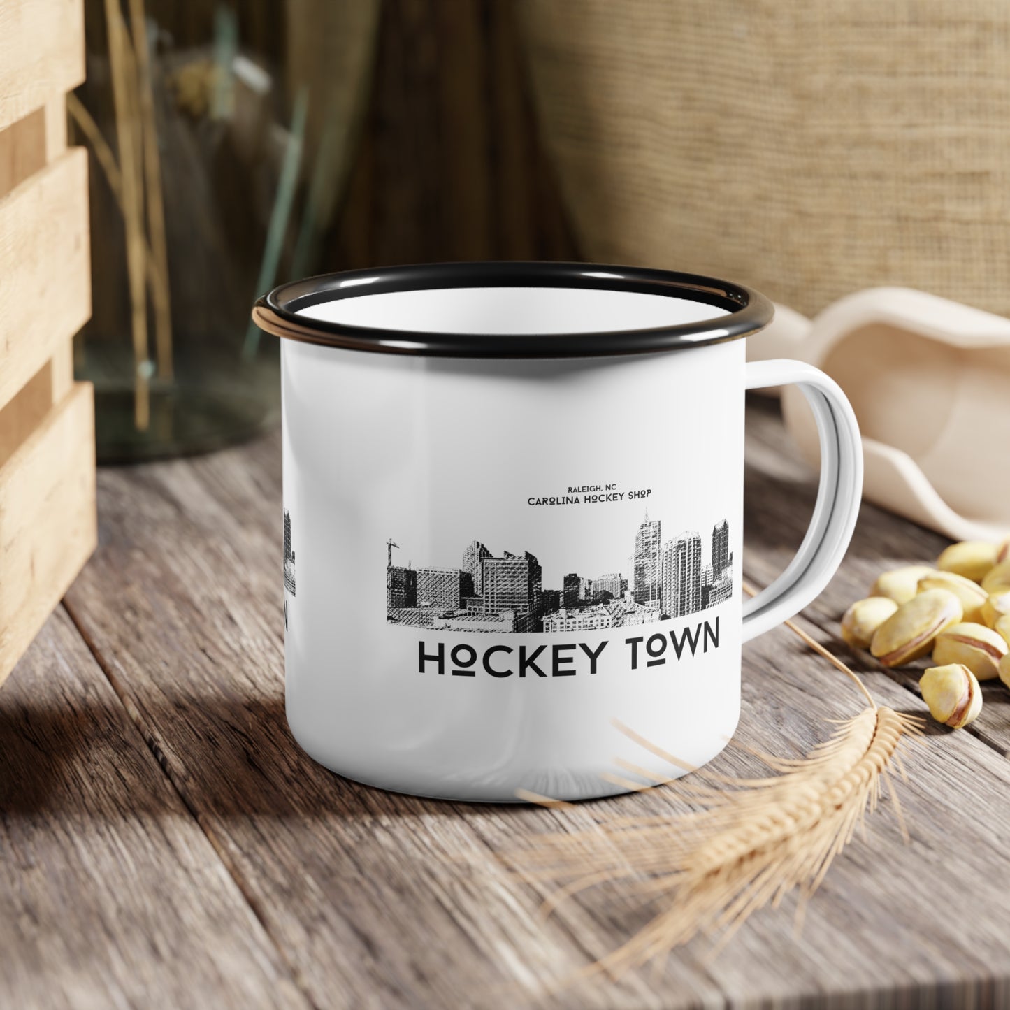 HOCKEY TOWN ENAMEL MUG